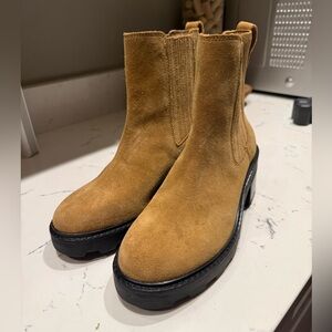 Madewell Gwenda Ankle Platform Boots Size 9 Tan Light Brown Casual Block Heel